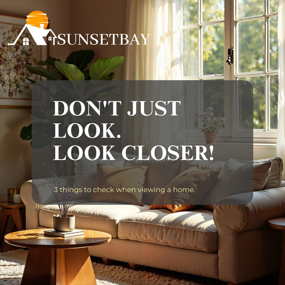 Do not just look. Look closer! Three things to check when viewing a home, over a sunlit living room