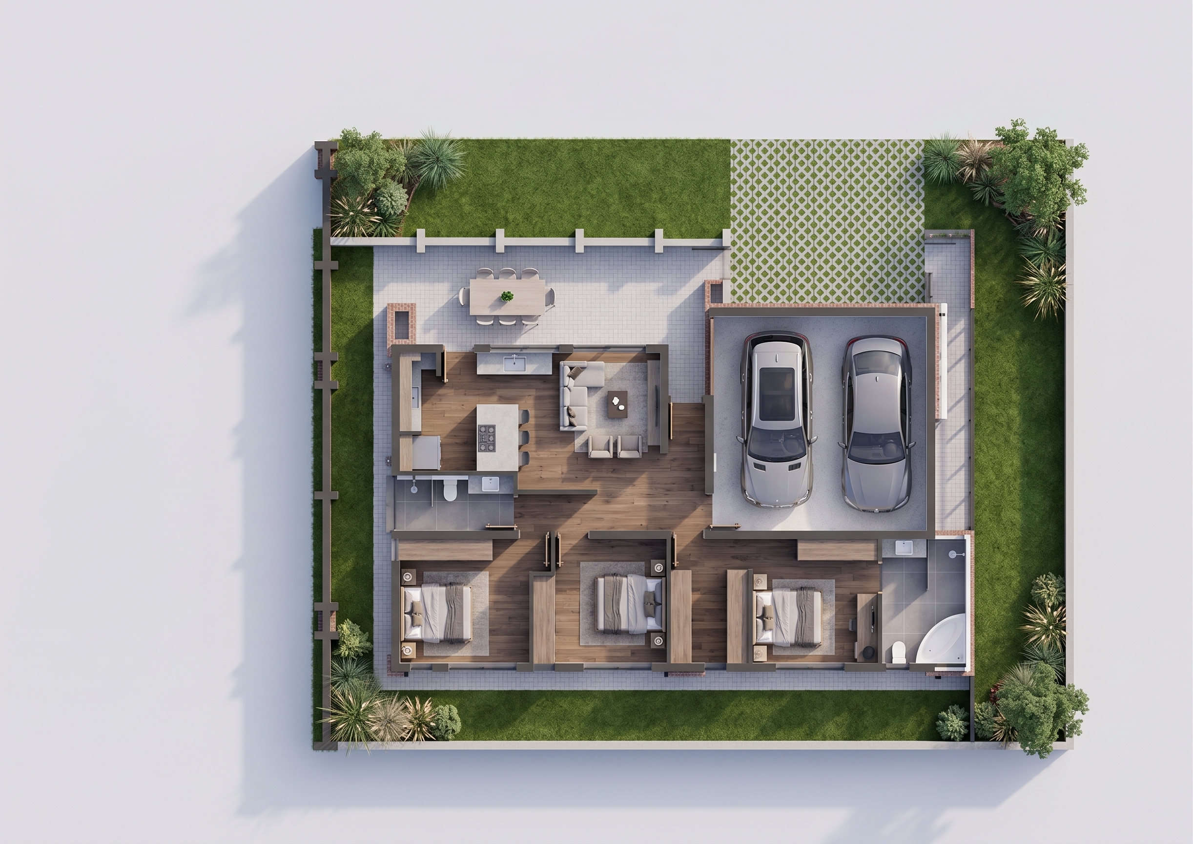 Vleilands Estate Unit A floor plan, aerial render