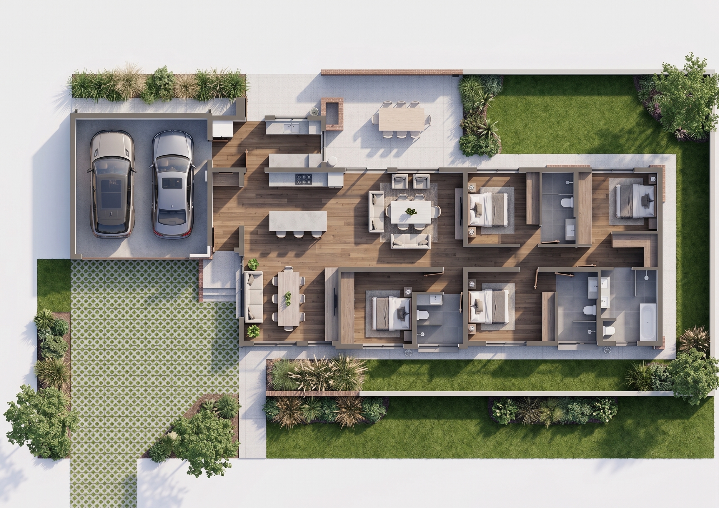 Vleilands Estate Unit E floor plan, aerial render