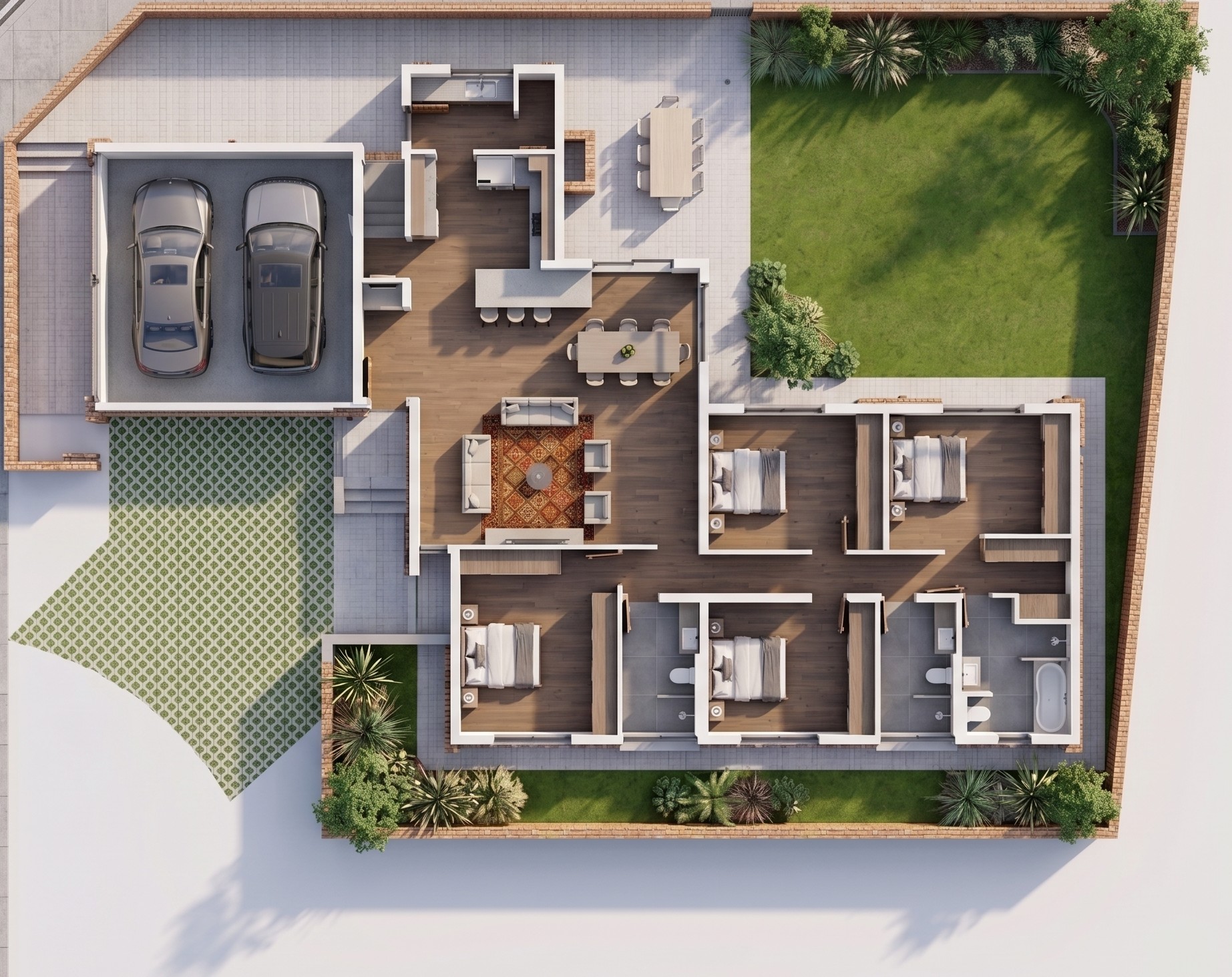 Vleilands Estate Unit F floor plan, aerial render